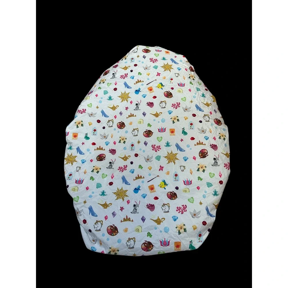 Disney Princess Twin Fitted Sheet White Character Icons Glass Slipper Rose Lamp